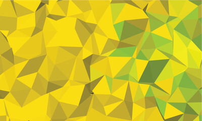 Abstract geometric surface features multiple polygons in shades of yellow and green creating a modern pattern