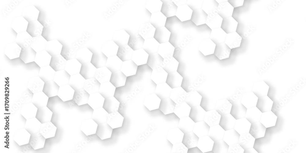 Poster abstract technology background vector white hexagon background. hexagon paper texture and futuristic