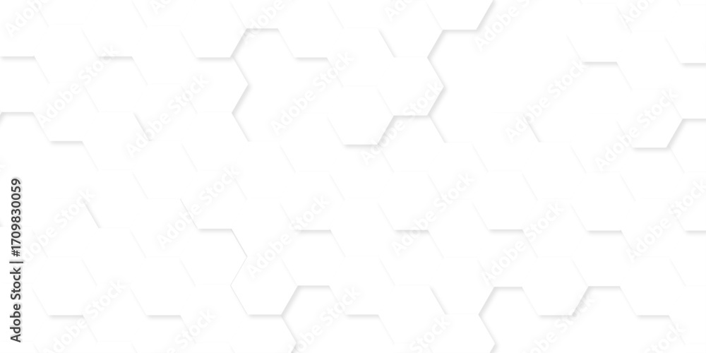 Poster abstract technology background vector white hexagon background. hexagon paper texture and futuristic