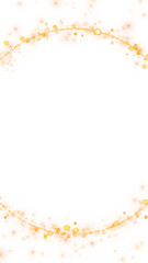 christmas and new year gold circle border frame with golden glitter shiny stars and bokeh lights on transparent background,png luxury holiday abstract overlay vertical social media design element	