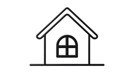 Isolated house outline icon featuring a door and a roof in dark color over a bright background