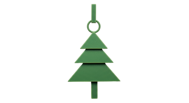 Isolated evergreen Christmas tree ornament in green color, holiday season decoration