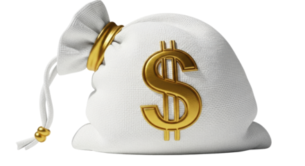 Isolated Money Bag with Dollar Sign, Wealth Concept, Finance, Investment, or Savings