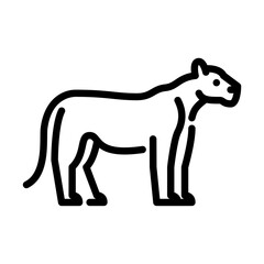 panther side view outline icon. cougar black line illustration.