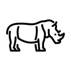 Obraz premium rhino side view outline icon. Rhinoceros black line illustration.