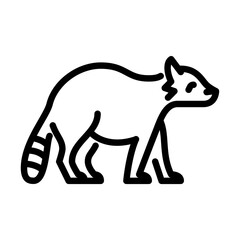raccoon side view outline icon. racoon black line illustration