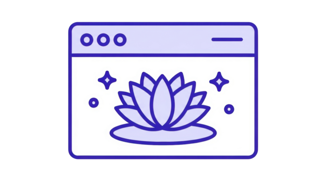Isolated lotus flower bloom, spiritual serenity web page icon for calm, meditation online