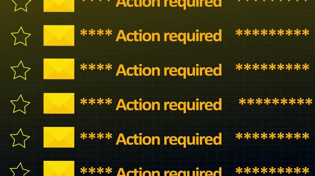 Email notifications animation with the title of Action Needed isolated on white background