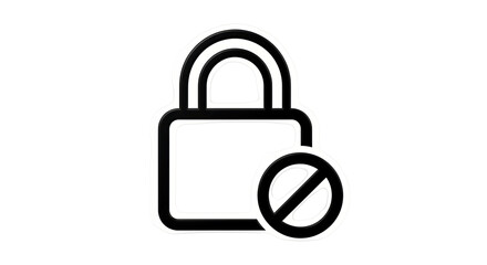 Isolated black forbidden padlock icon security, access denied restricted data or system access
