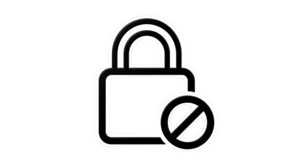 Isolated black forbidden padlock icon security, access denied restricted data or system access