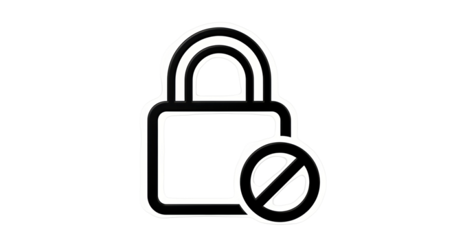 Isolated black forbidden padlock icon security, access denied restricted data or system access
