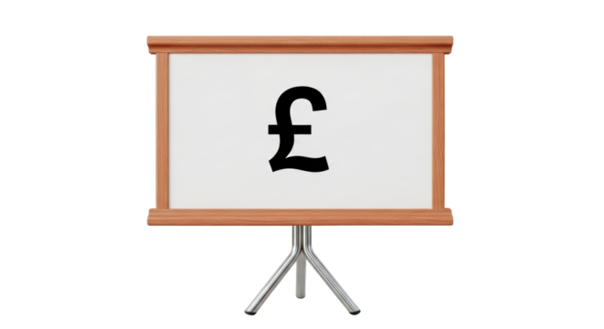 Isolated frame sign displaying the British Pound currency symbol for financial concepts