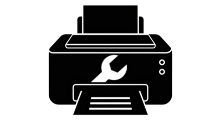 Isolated Printer repair icon for fixing technical issues, business document workflow management