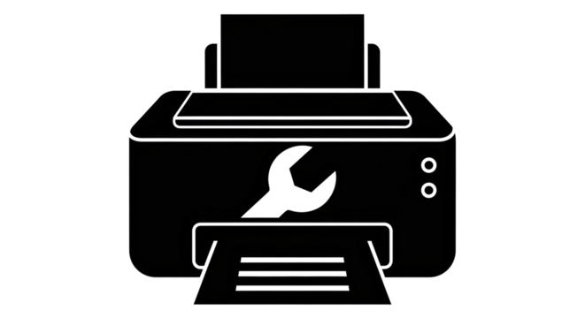 Isolated Printer repair icon for fixing technical issues, business document workflow management