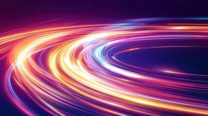 Abstract swirling light trails in vibrant colors