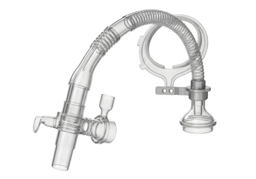 Transparent medical tube isolated on transparent background, perfect for illustrating healthcare, equipment, or scientific concepts with clarity