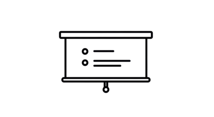 Isolated presentation screen board, whiteboard for business presentation or education, seminar