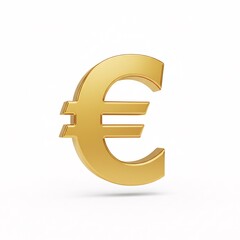 Obraz premium A golden three-dimensional euro symbol with a smooth glossy surface