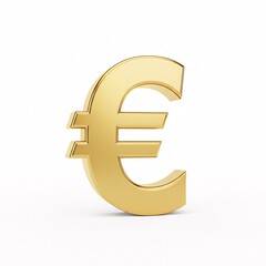 A golden three-dimensional euro symbol with a smooth glossy surface