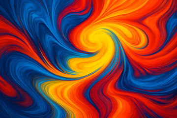 Obraz premium Swirling Colorful Abstract Art of Red, Blue, and Yellow