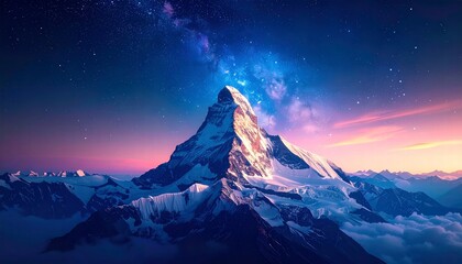 Majestic Mountain Peak, Milky Way, Night Sky - Cosmic/Celestial Pho.