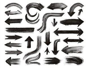Collection of hand-drawn, textured arrows in various directions