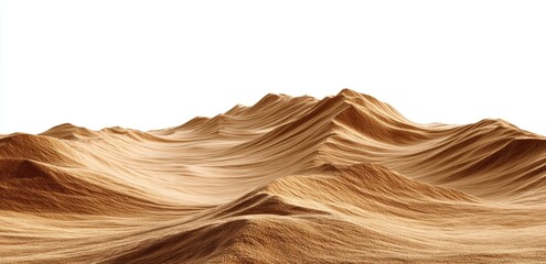 Desert landscape, sand dunes.  Gentle, undulating sand dunes stretch across the image.  Warm, golden-brown hues.  A vast, empty, light-colored space surrounds the dunes