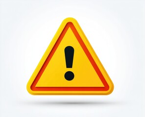 3D warning sign, yellow triangle with red border, exclamation point