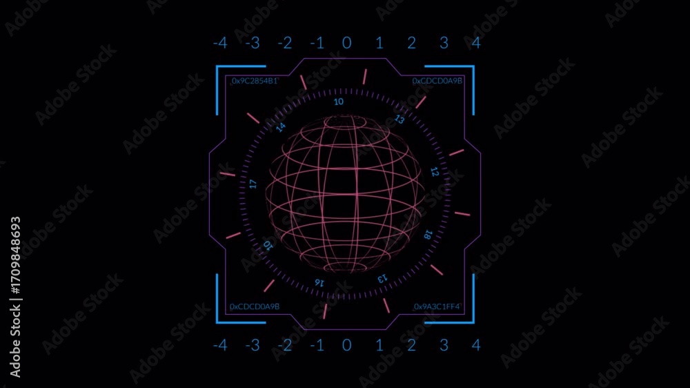 Poster futuristic global network interface display animation loop.