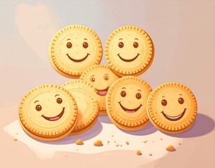 Cartoon cookies with happy faces