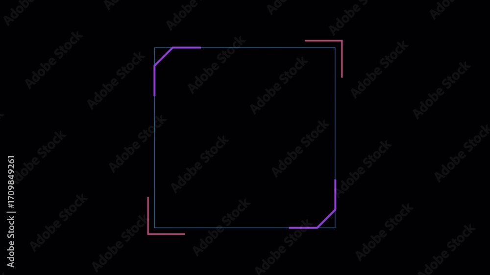 Poster futuristic hud square frame element on black background for technology and gaming.