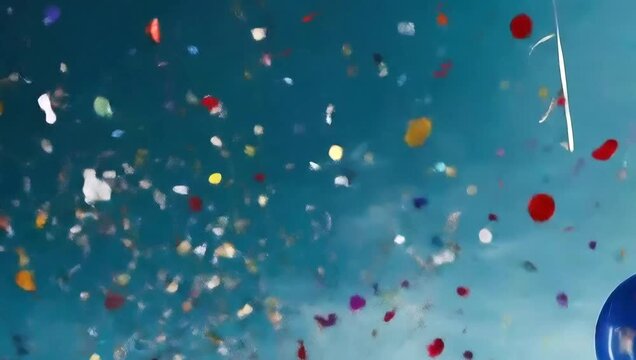 red and white confetti falling in the sky, event confetti