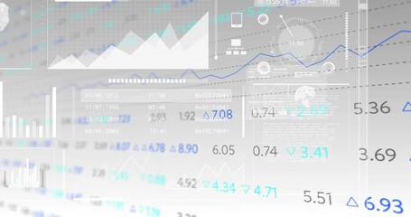 Scrolling sheet starting HUD fading in gauges animating graphs rising slider moving to show data - Powered by Adobe