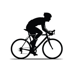 Obraz premium Dynamic silhouette vector of a cyclist in action on a racing bicycle silhouette
