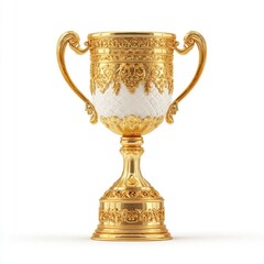 Fototapeta premium Ornate gold trophy, white accents