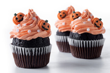 Halloween cupcakes with Halloween sprinkles isolated on white background