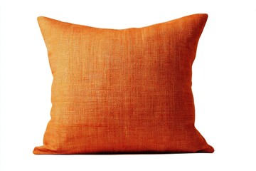 A square, burnt orange linen pillow