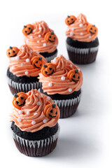 Halloween cupcakes with Halloween sprinkles isolated on white background