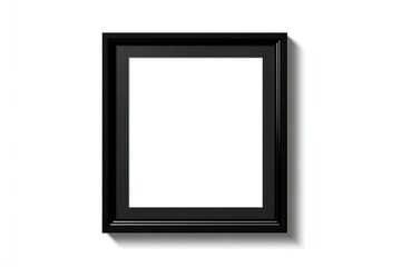 Black picture frame against white background.  Empty, ready for art