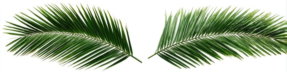 Fototapeta premium Two palm fronds against a white background
