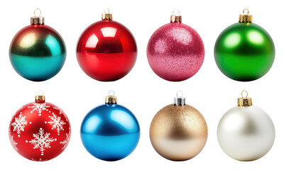PNG Colorful festive Christmas ornaments, element set on transparent background