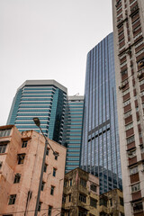 Obraz premium Hong Kong, China. Low angle view of crowded residential towers in Quarry Bay, Hong Kong