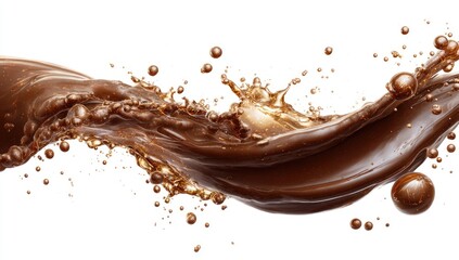Fototapeta premium Chocolate liquid in dynamic splash against white