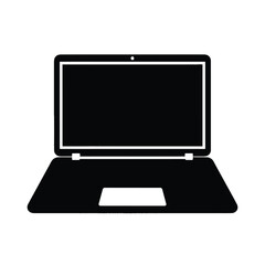 Simple black silhouette vector illustration of an open laptop computer for digital design and technology concepts silhouette