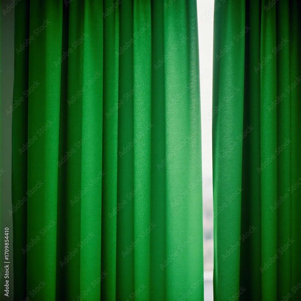 Poster bright green curtains cascade down, creating a cheerful atmosphere as sunlight streams through. the 