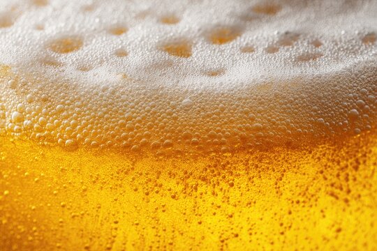 Close-up of a frothy beer head