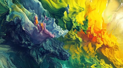 Abstract swirling paint explosion in vibrant colors