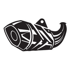black and white silhouette of a Motorcycle exhaust vector on a white background