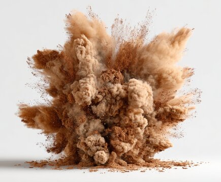 Exploding, light brown powder cloud