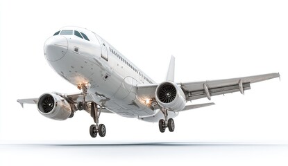 Obraz premium White jet taking off against white background